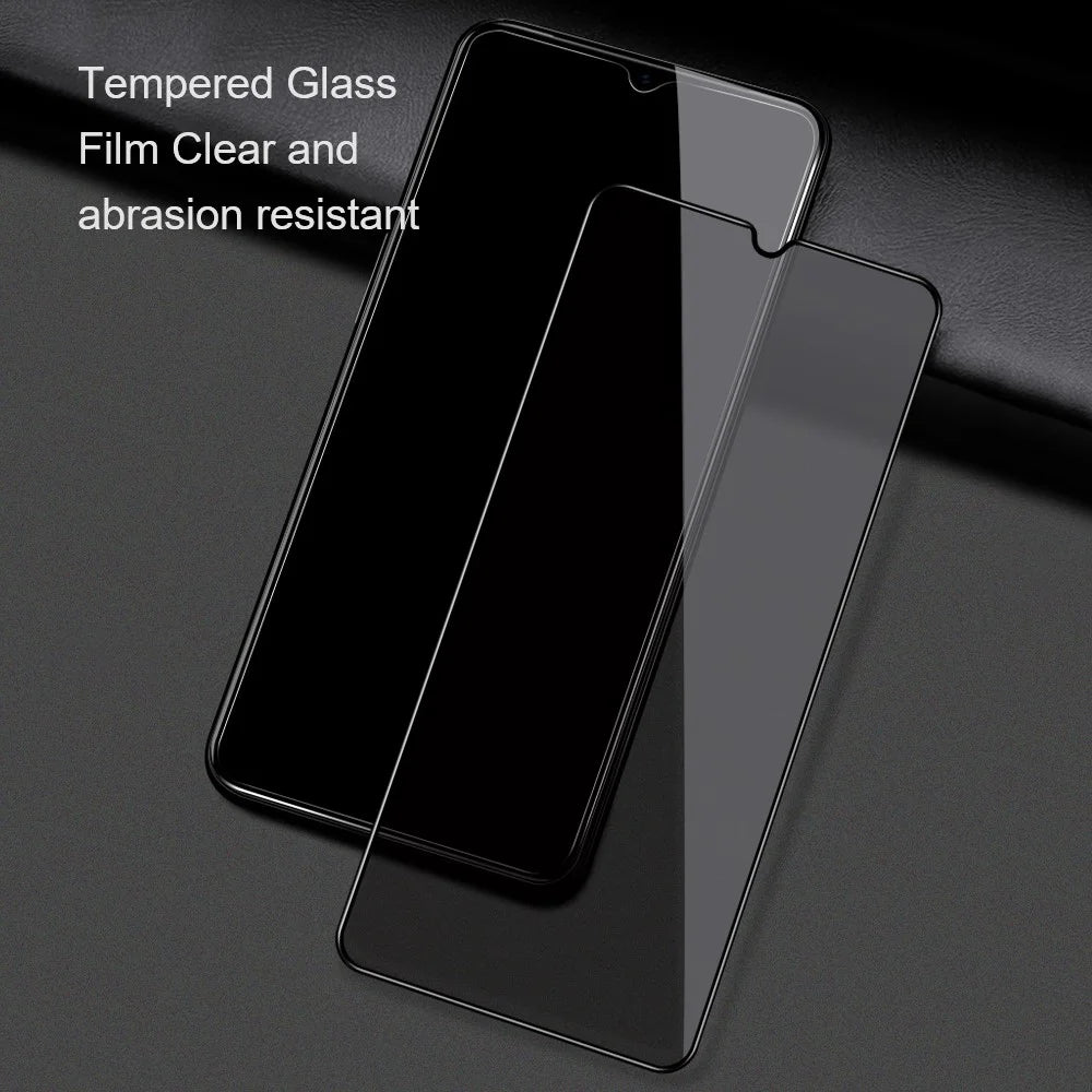 AMORUS Silk Printing Full Glue Secondary Hardening HD Clear Complete Covering Tempered Glass Film for	Samsung Galaxy A13 5G - Black - 6