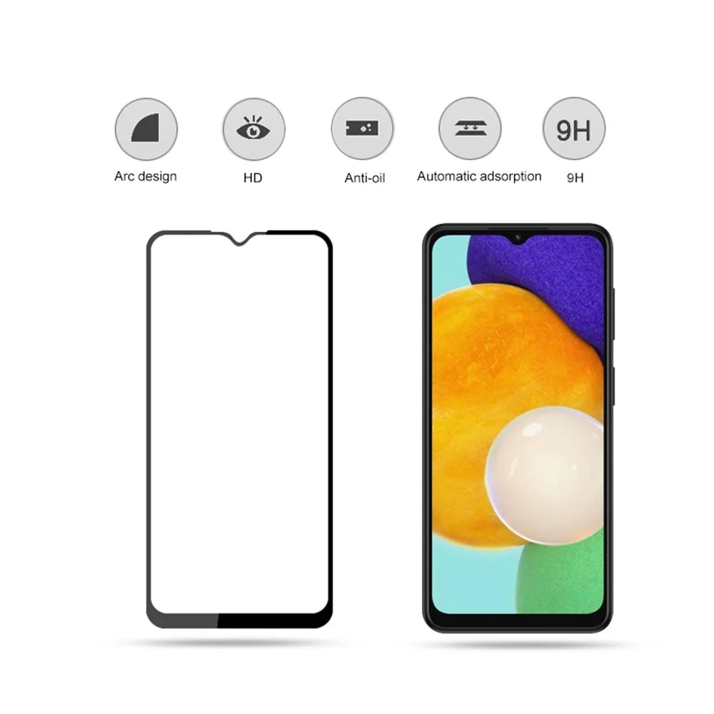 MOCOLO Silk Print Full Glue Arc Design Waterproof Ultra Clear Tempered Glass Full Coverage Screen Protector for Samsung Galaxy A13 5G - Black - 2