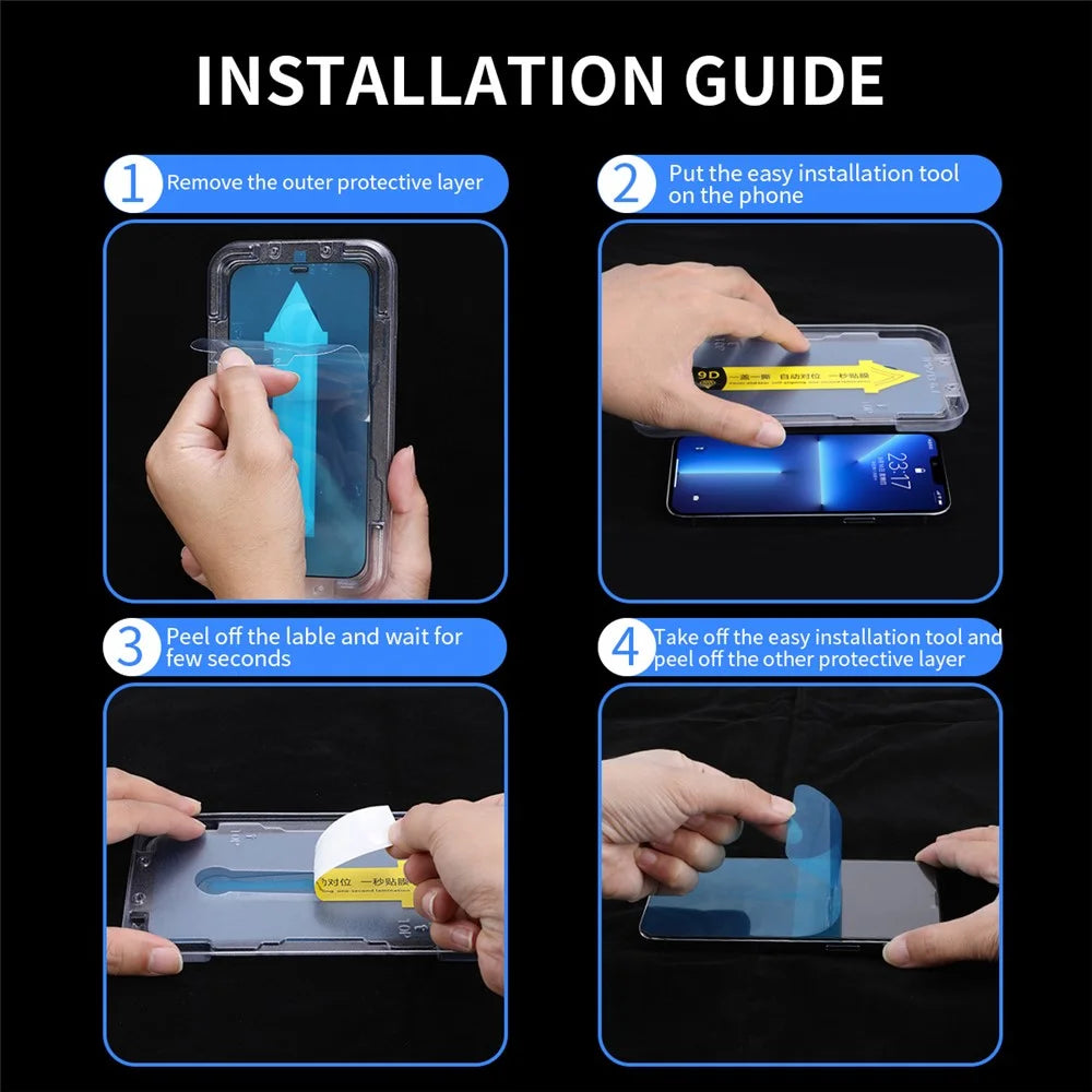 HAT PRINCE Dust-proof Full Glue Arc Edge Full Screen Coverage Tempered Glass Film Screen Protector with Easy Installation Tool for iPhone 13 mini 5.4 inch - 7