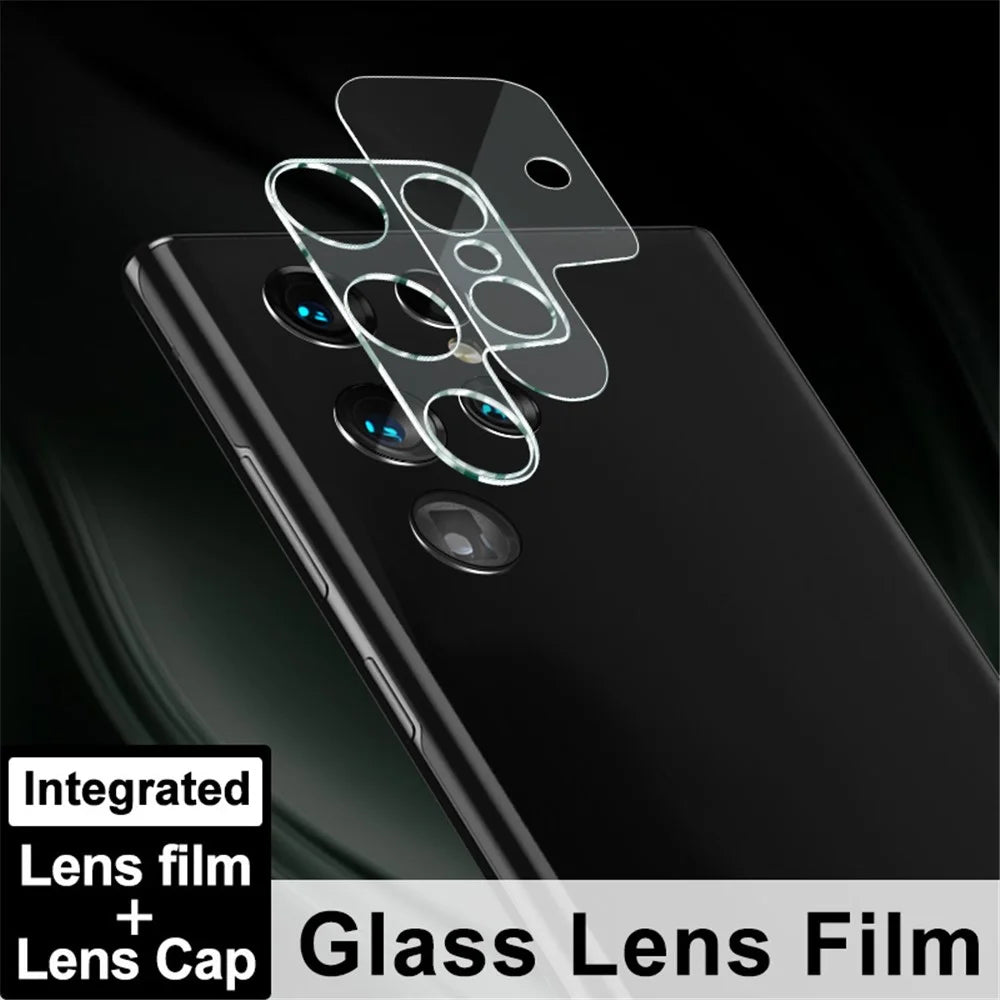 IMAK Full Cover Clear Precise Cutout Tempered Glass Camera Lens Film + Acrylic Lens Cap for Samsung Galaxy S22 Ultra 5G - 4