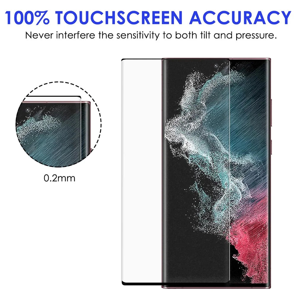For Samsung Galaxy S22 Ultra 5G 3D Curved Tempered Glass Film Side Glue AGC Glass Full Screen Protector - 3