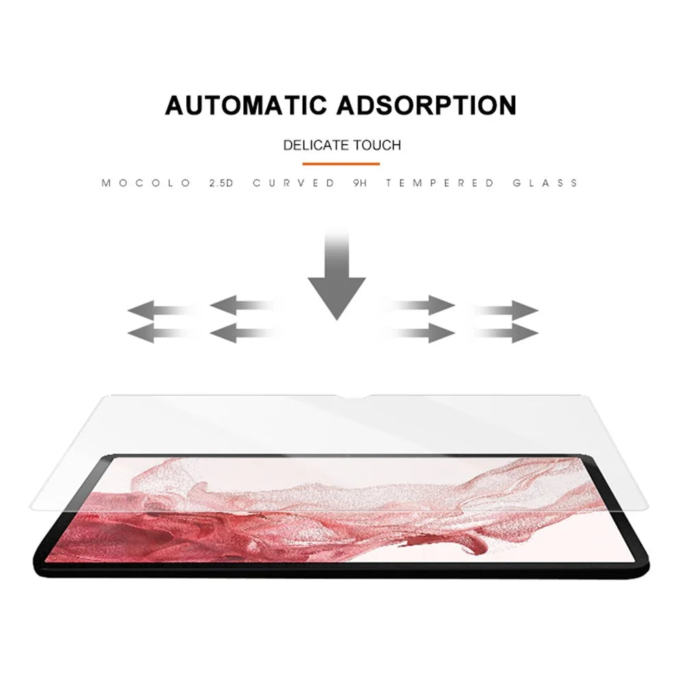 MOCOLO 2.5D Edge Protection Screen Protector for Samsung Galaxy Tab S9+ / S7+ / S8+ /  S7 FE  Complete Covering Full Glue HD Clear Tempered Glass Film - 4