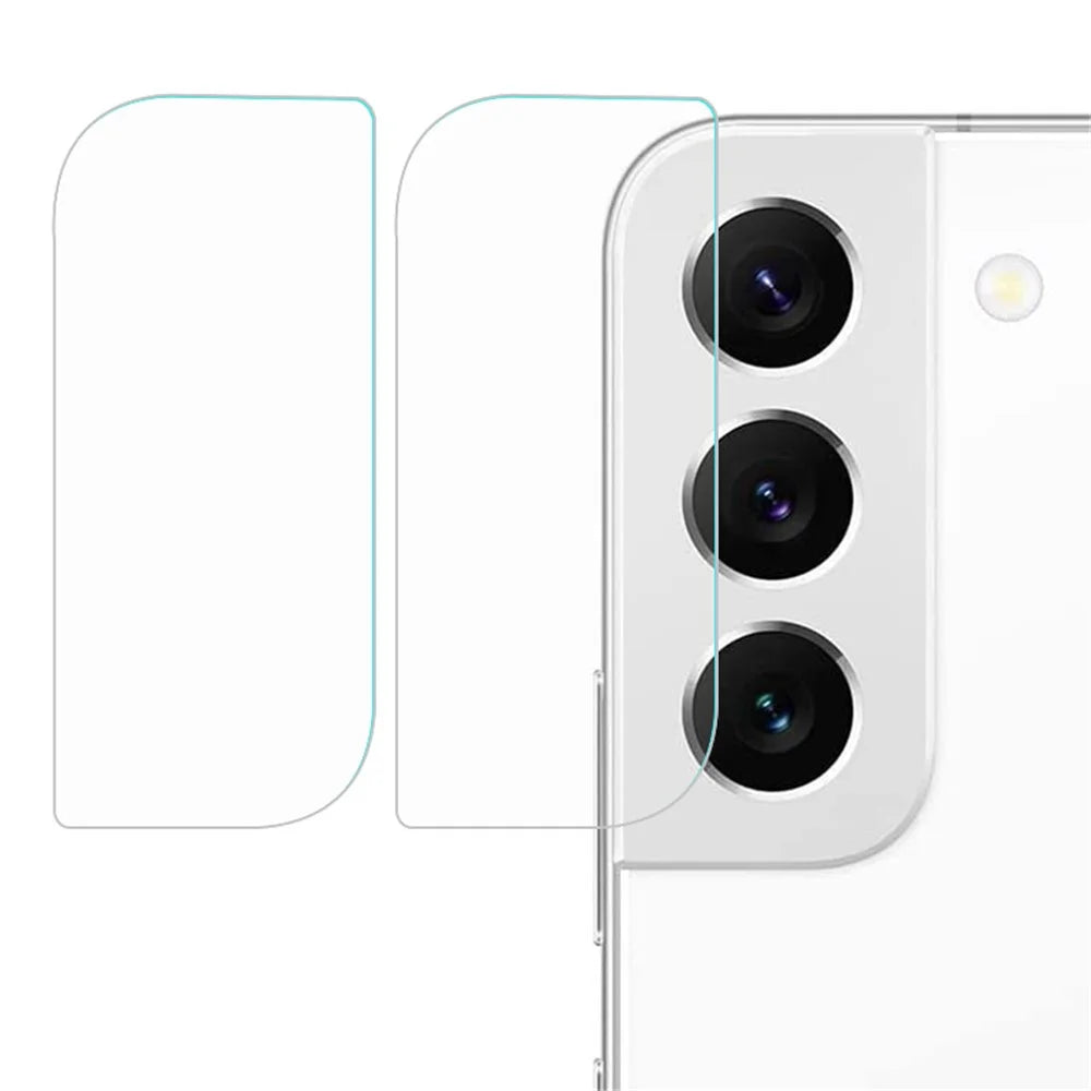 For Samsung Galaxy S22 5G/S22+ 5G 2Pcs 2.5D Arc Edge Ultra Clear Anti-scratch Film Tempered Glass Camera Lens Protector - 1