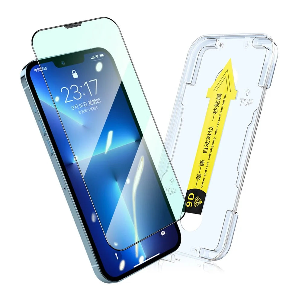 ENKAY HAT PRINCE for iPhone 13 mini 5.4 inch Silk Printing Anti-blue-ray Film Full Glue Eye Protection Tempered Glass Full Screen Protector with Easy Installation Tool - 1