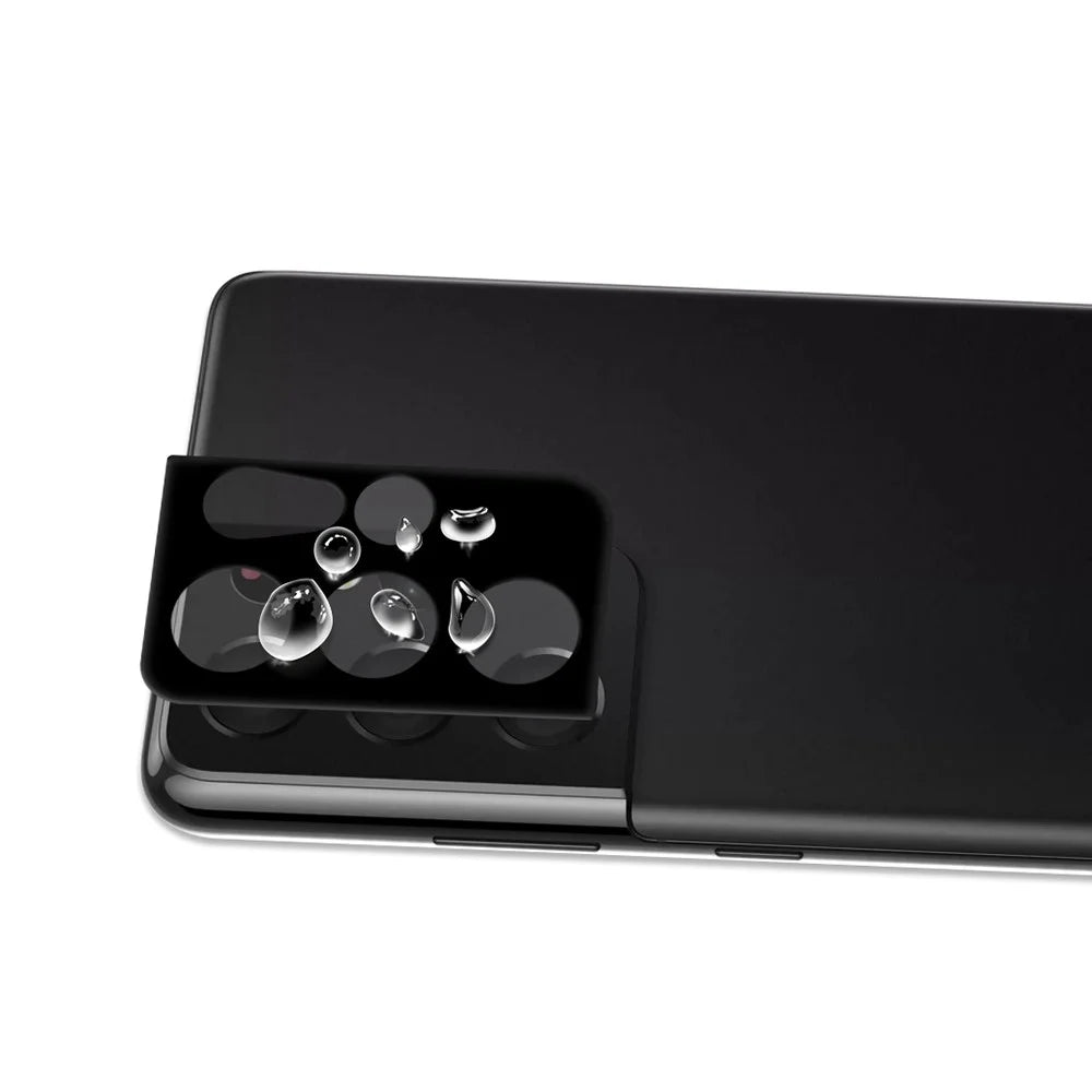 MOCOLO Camera Lens Screen Protector for Samsung Galaxy S21 Ultra 5G, Silk Printing Anti-oil Anti-scratch Full Glue Clear Tempered Glass 9H Protective Film - Black - 3