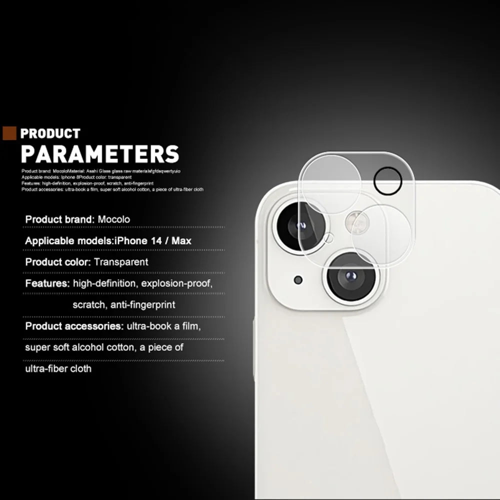 MOCOLO for iPhone 14 6.1 inch Silk Printing 9H Wear-resistant Waterproof Tempered Glass Back Camera Lens Protector - Transparent - 4