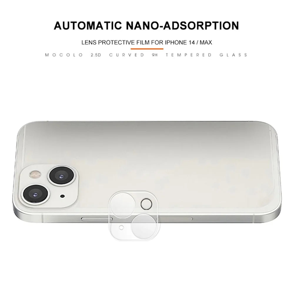 MOCOLO for iPhone 14 Plus 6.7 inch Anti-scratch Silk Printing 9H Explosion-proof Tempered Glass Back Camera Lens Protector - Transparent - 2