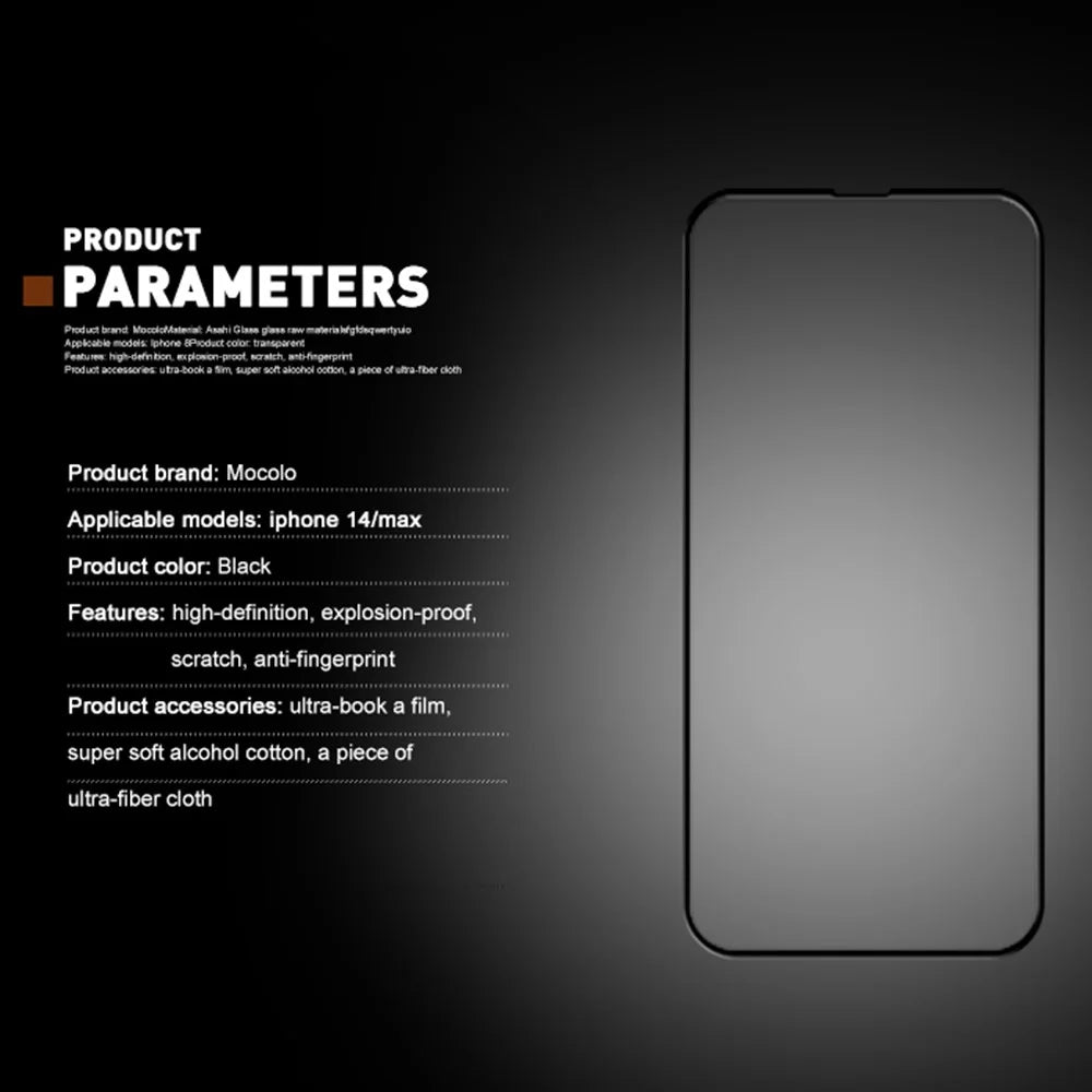 MOCOLO 3D Curved Edges Screen Protector for iPhone 14 6.1 inch Wear-resistant Full Coverage HD Tempered Glass Film Full Glue - Black - 4