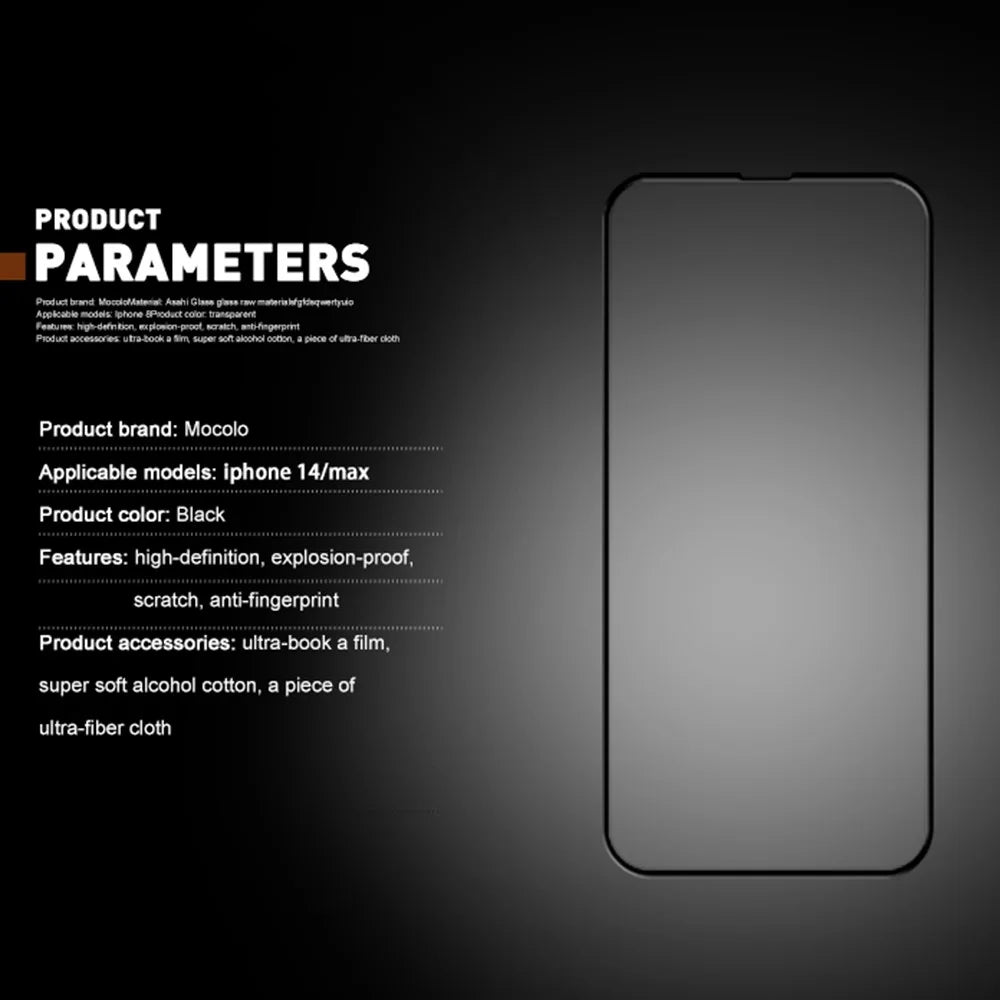 MOCOLO For iPhone 14 6.1 inch Silk Printing Full Glue Tempered Glass Secondary Strengthening Anti-fingerprint HD Full Screen Protector - Black - 4