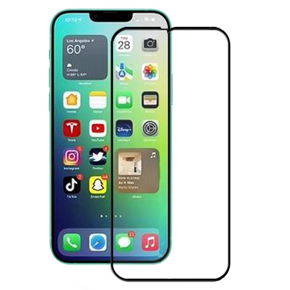 AMORUS Tempered Glass Full Screen Protector for iPhone 14 6.1 inch, Silk Printing Secondary Strengthening Full Glue Screen Cover Film - Black - 1