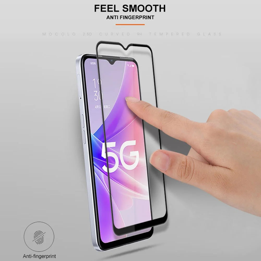 MOCOLO For Oppo A57 (2022) 5G / A77 5G Silk Printing Full Glue Tempered Glass Secondary Strengthening Anti-scratch HD Full Screen Protector Film - Black - 7
