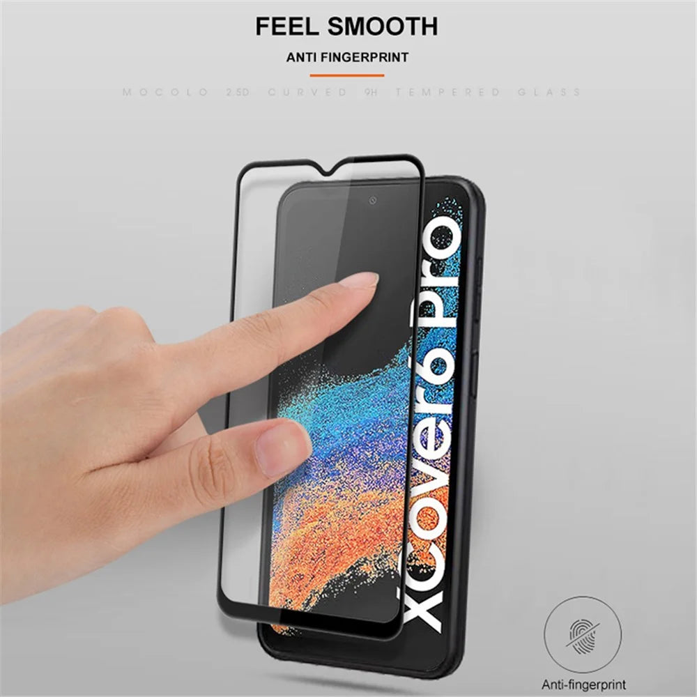 MOCOLO For Samsung Galaxy Xcover6 Pro 5G Tempered Glass Film Secondary Strengthening Full Glue Silk Printing Full Screen Protector - Black - 5