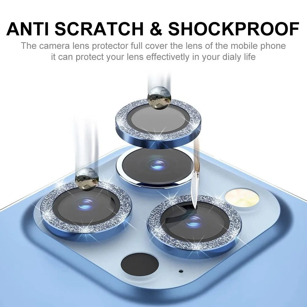 ENKAY HAT PRINCE For iPhone 13 Pro 6.1 inch / 13 Pro Max 6.7 inch 1 Set Camera Lens Film Glitter Decor Lens Protector - Baby Blue - 2