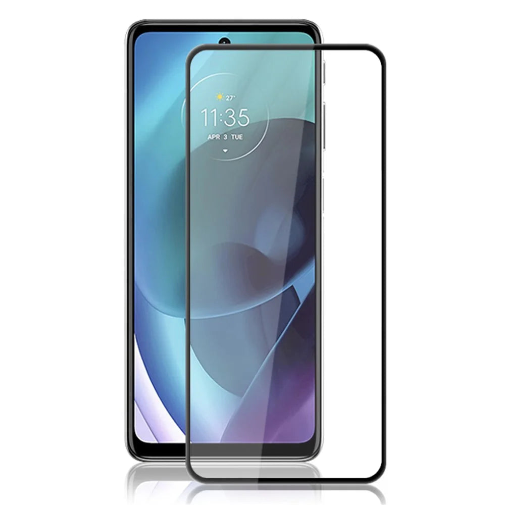 MOCOLO Screen Protector for Motorola Moto G71 5G , Tempered Glass Silk Printing Secondary Hardening Full Screen Film - Black - 1