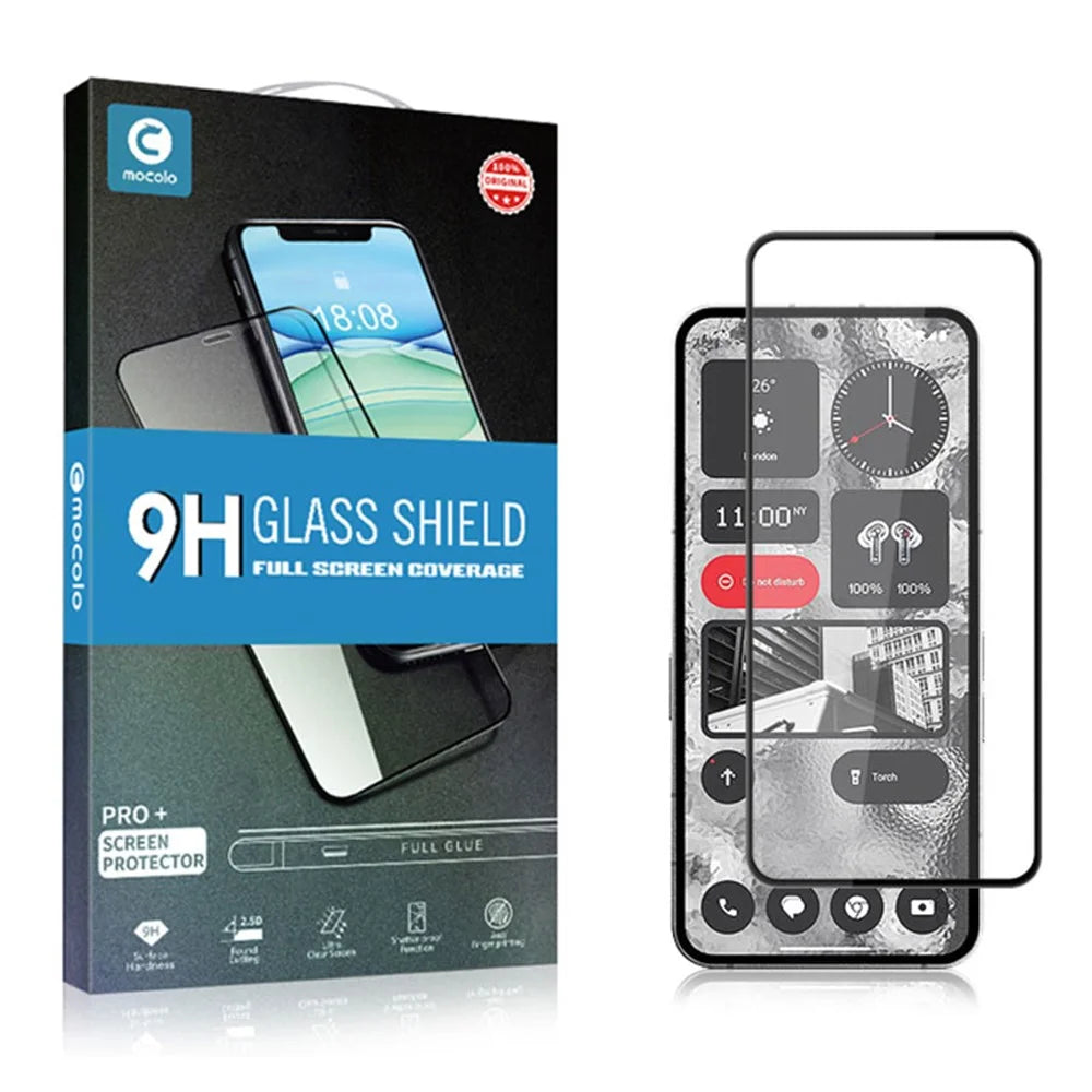 MOCOLO Silk Printing Screen Protector for Nothing Phone (2) , Full Glue Full Coverage Tempered Glass Film - Black - 7