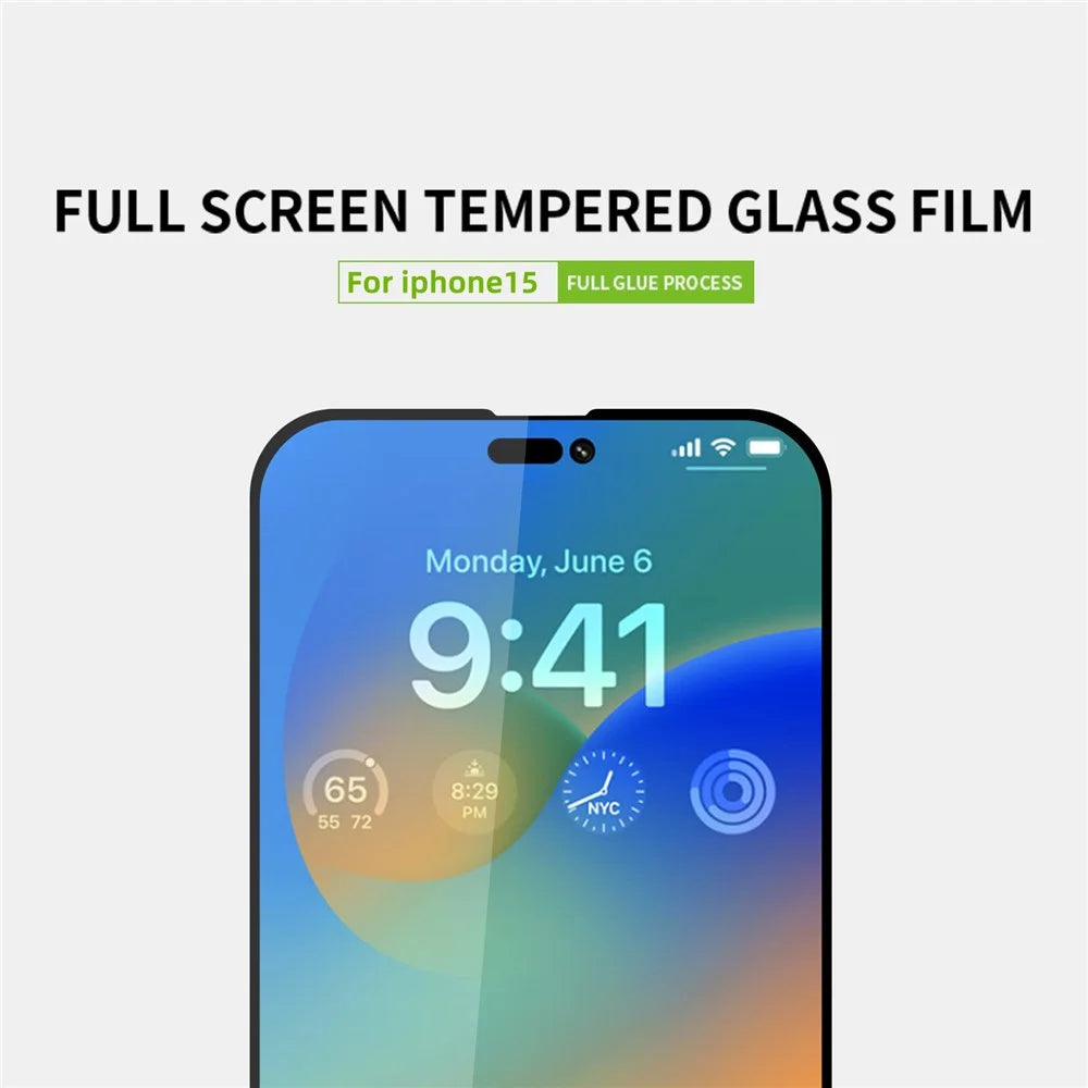 PINWUYO For iPhone 15 JK Tempered Glass Film Series-2 Full Screen Protector Full Glue High Aluminum-silicon Glass Film - 3