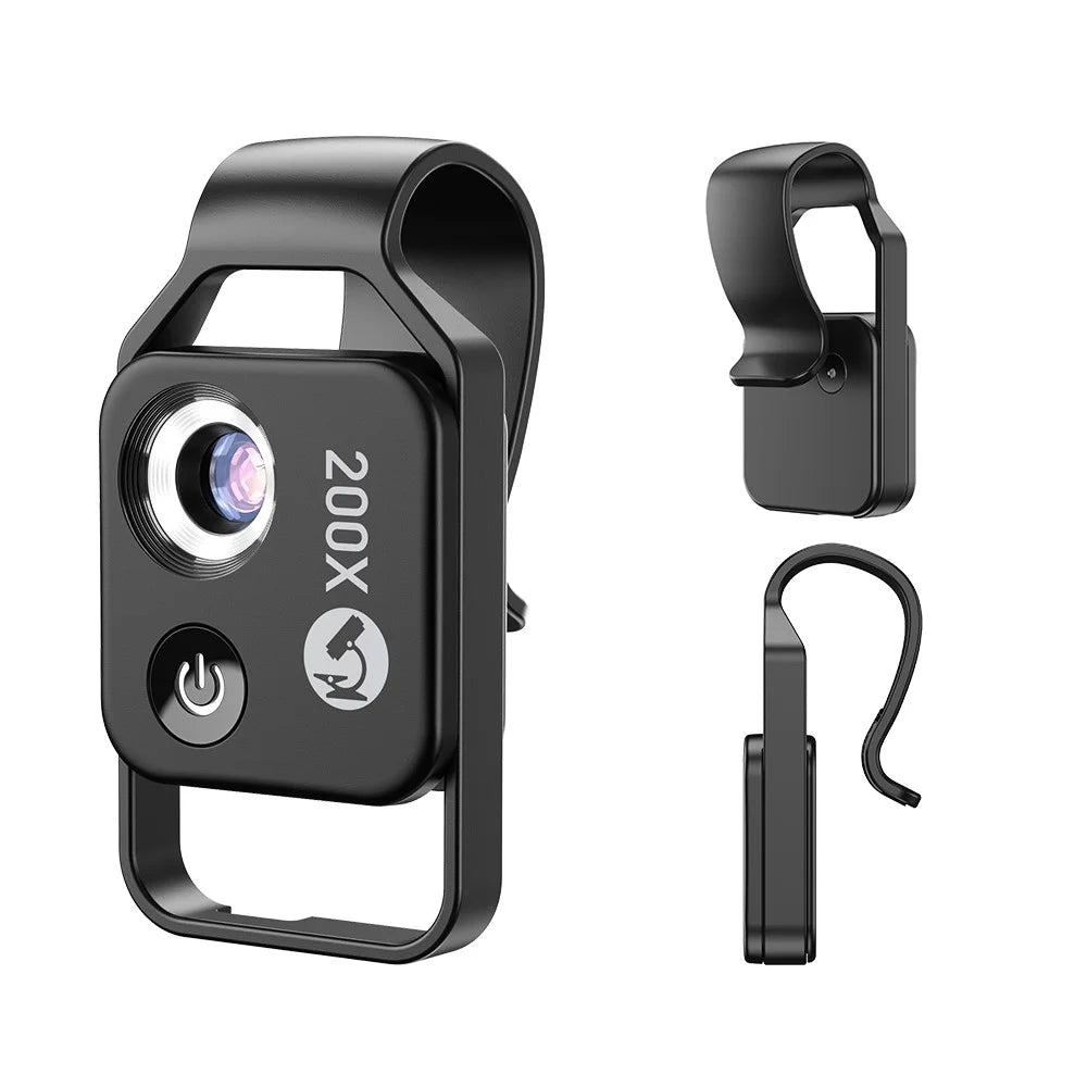 APEXEL APL-MS002CBK 200X Mobile Phone HD CPL Macro Lens Microscope with LED Light - Black - 1