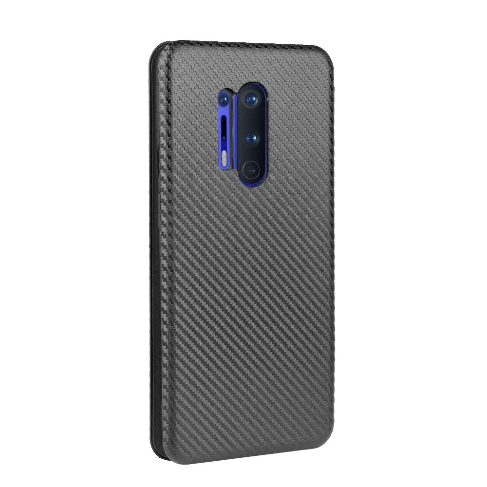 Carbon Fiber Texture Leather Auto-absorbed Phone Casing for OnePlus 8 Pro - Black - 7