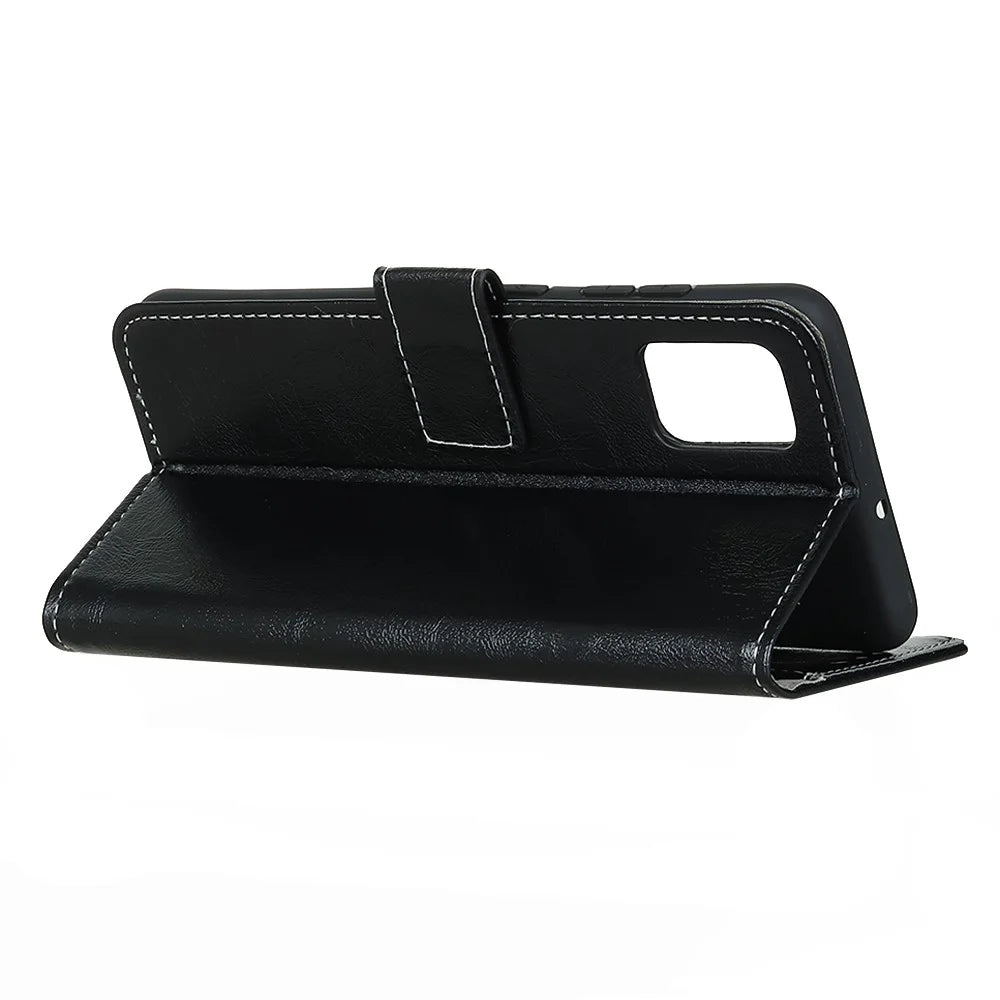 Leather Cover for OnePlus 8T Cover Crazy Horse Texture Wallet Stand Shell - Black - 3