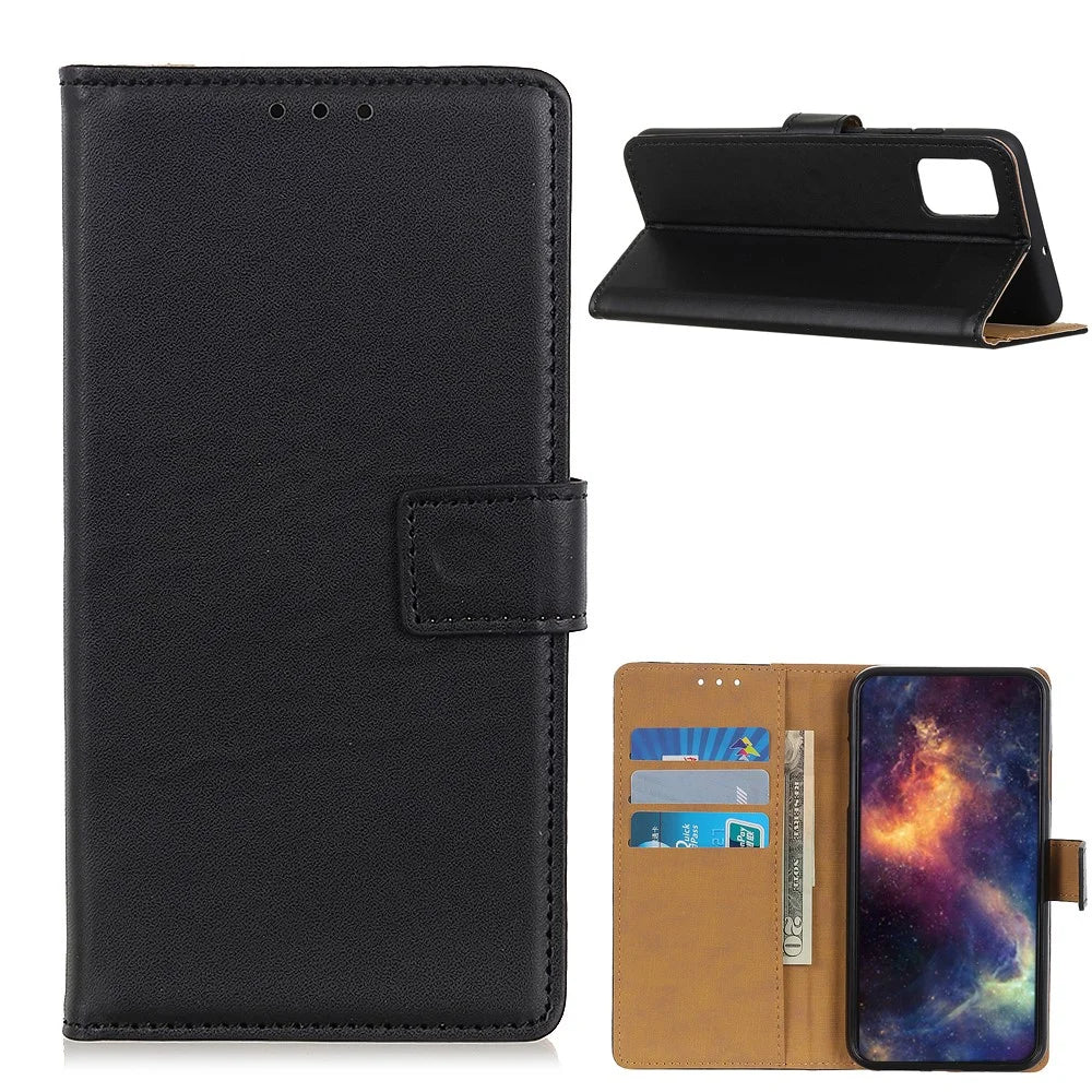 Leather Wallet Stand Mobile Phone Shell for OnePlus 9 Pro Magnetic Clasp Design Case - Black - 1