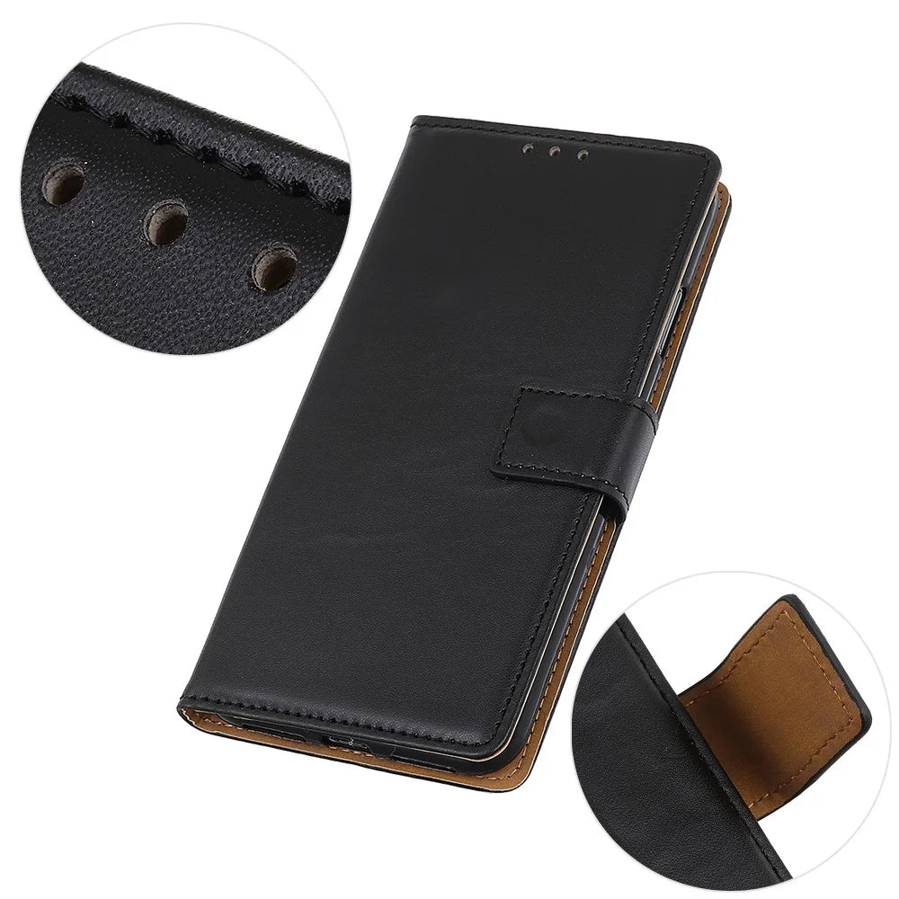 Leather Wallet Stand Mobile Phone Shell for OnePlus 9 Pro Magnetic Clasp Design Case - Black - 3