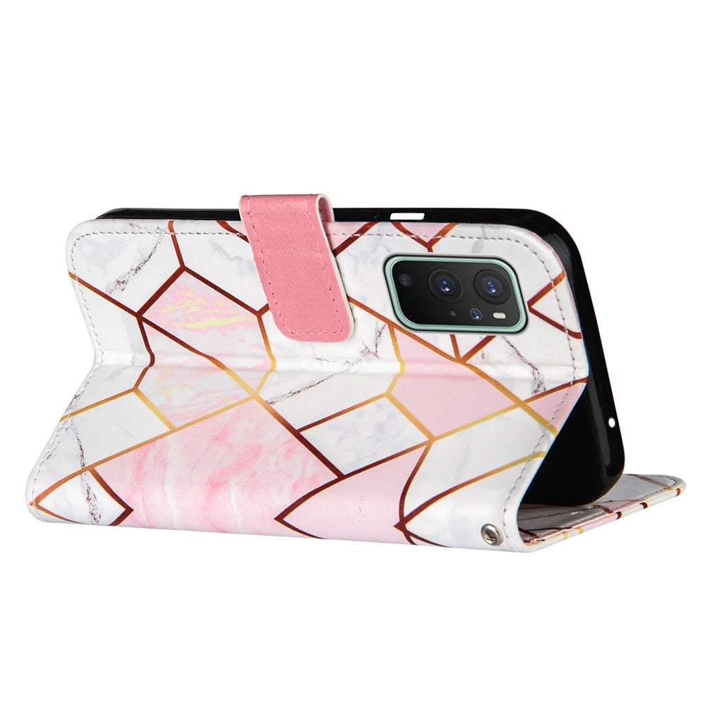 Splicing Marble Pattern Stand Leather Case Cover for OnePlus 9 Pro - Style A - 4