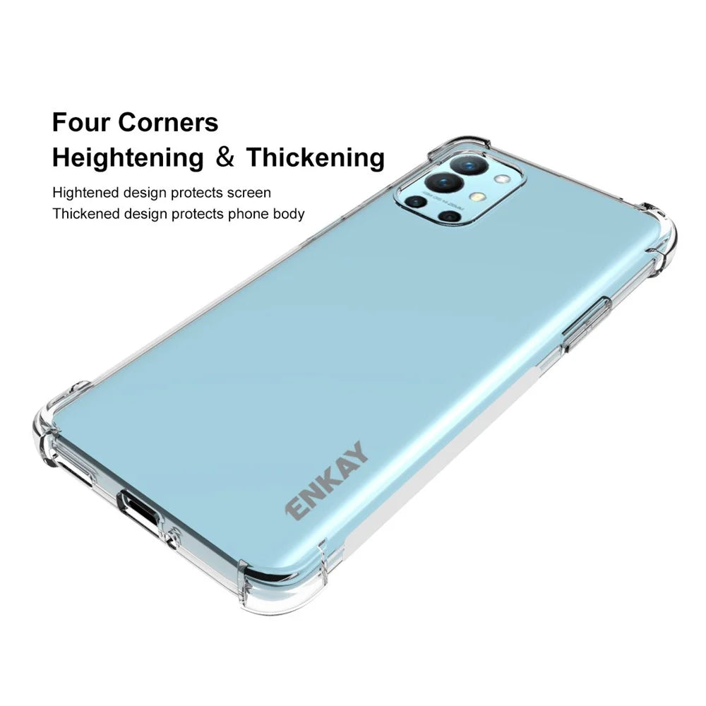 ENKAY HAT PRINCE Anti-slip Strip Design Thickened 4 Corners Airbag Flexible Transparent TPU Cover Case for OnePlus 9R - 2