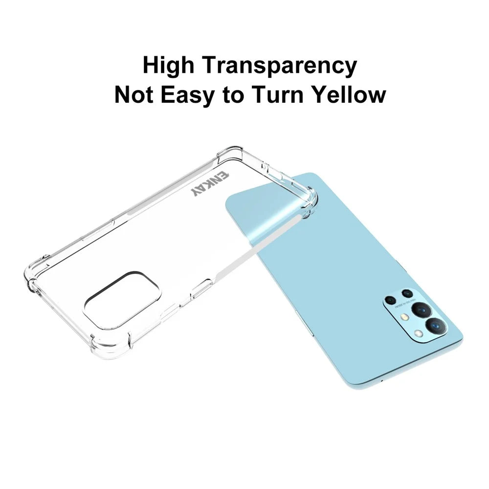 ENKAY HAT PRINCE Anti-slip Strip Design Thickened 4 Corners Airbag Flexible Transparent TPU Cover Case for OnePlus 9R - 5