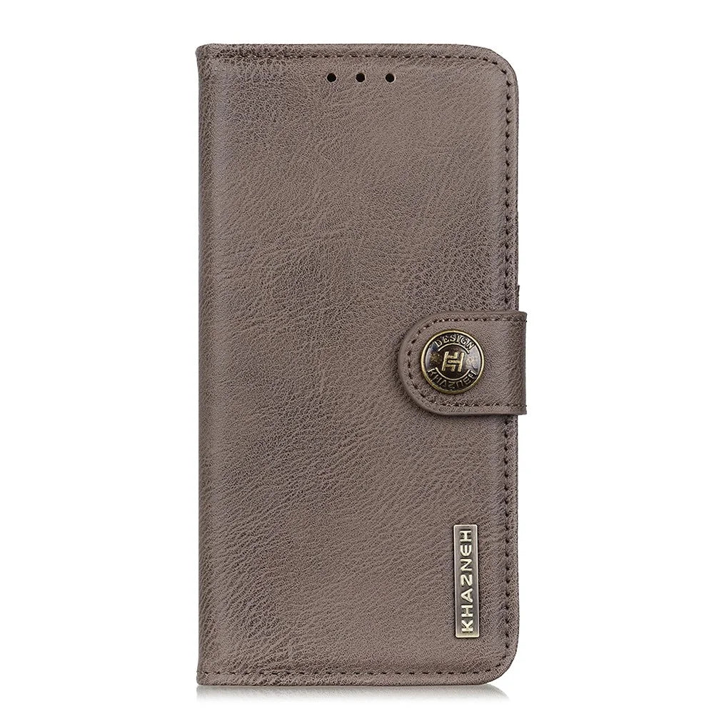 KHAZNEH Magnetic Clasp PU Leather Phone Shell Case Protector with Wallet Stand for OnePlus Nord CE 5G - Grey - 2