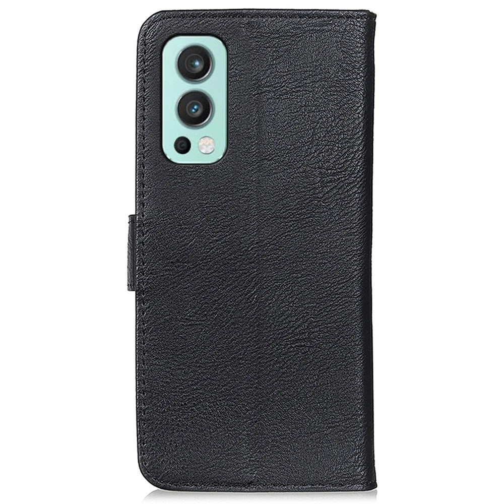 KHAZNEH Leather Wallet Stand Phone Shell Case for OnePlus Nord 2 5G Cell Phone Accessory - Black - 3