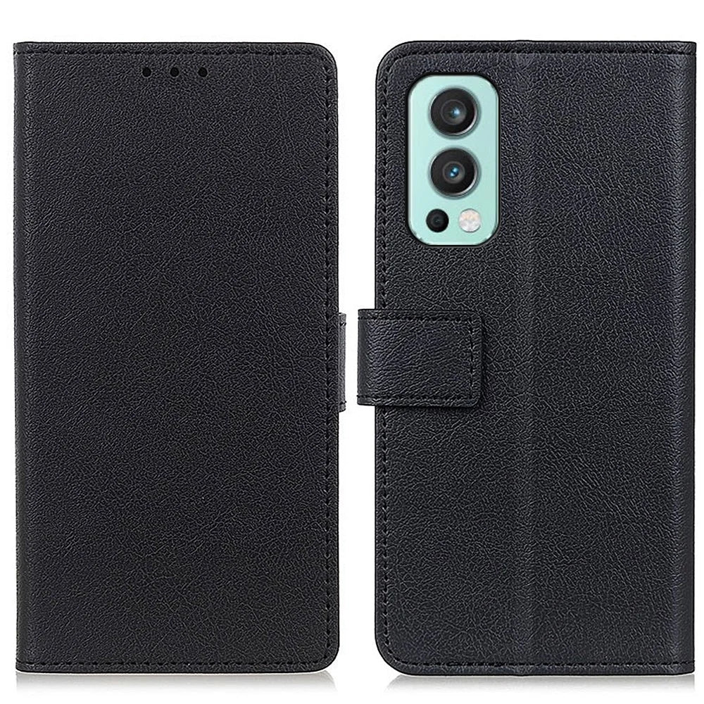 PU Leather Phone Case with Wallet Stand for OnePlus Nord 2 5G - Black - 1
