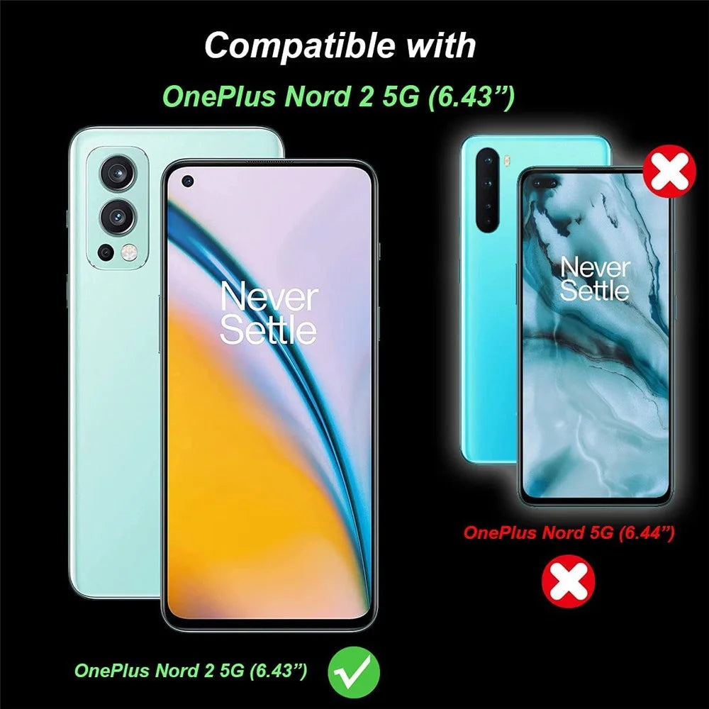 Phone Case for OnePlus Nord 2 5G Flexible TPU Cover + Ultra Clear Tempered Glass Screen Protector - 6