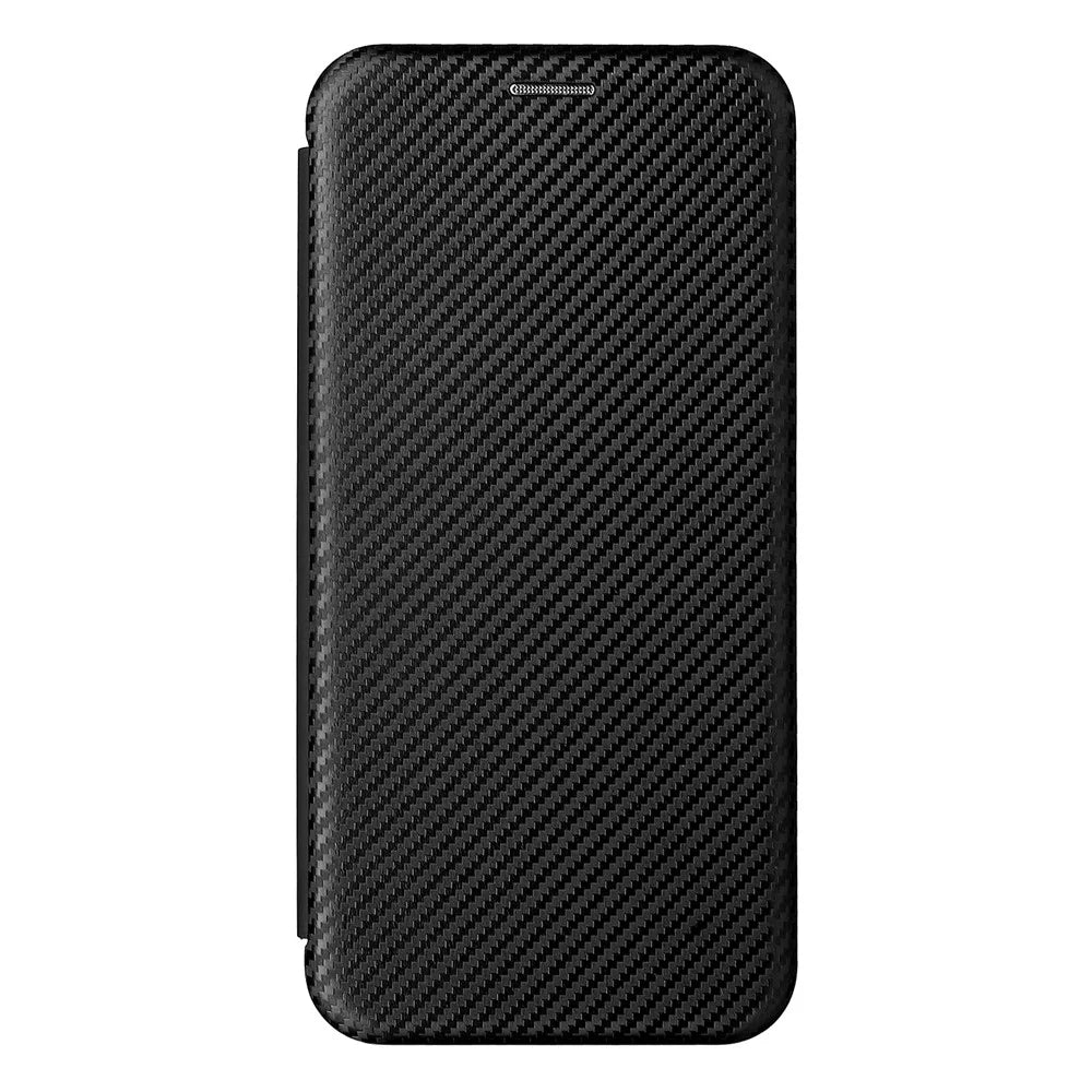 Ring Strap Kickstand Design Carbon Fiber Texture PU Leather Shockproof Mobile Phone Case with Card Slot for OnePlus Nord N20 5G - Black - 3