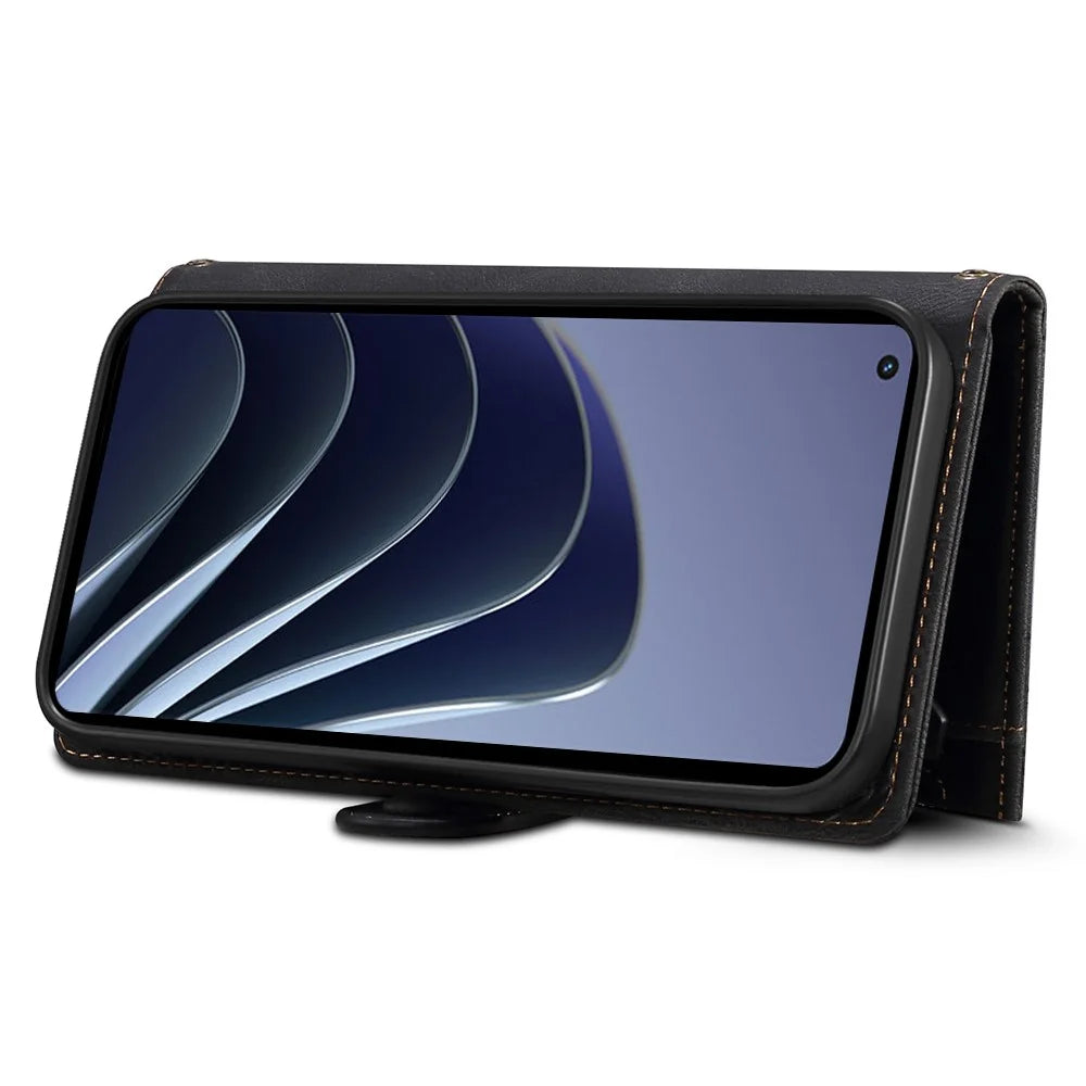 ESEBLE For OnePlus 10 Pro 5G Foldable Stand Wallet Cover Multi-functional Zipper Pocket Cell Phone Case - Black - 7