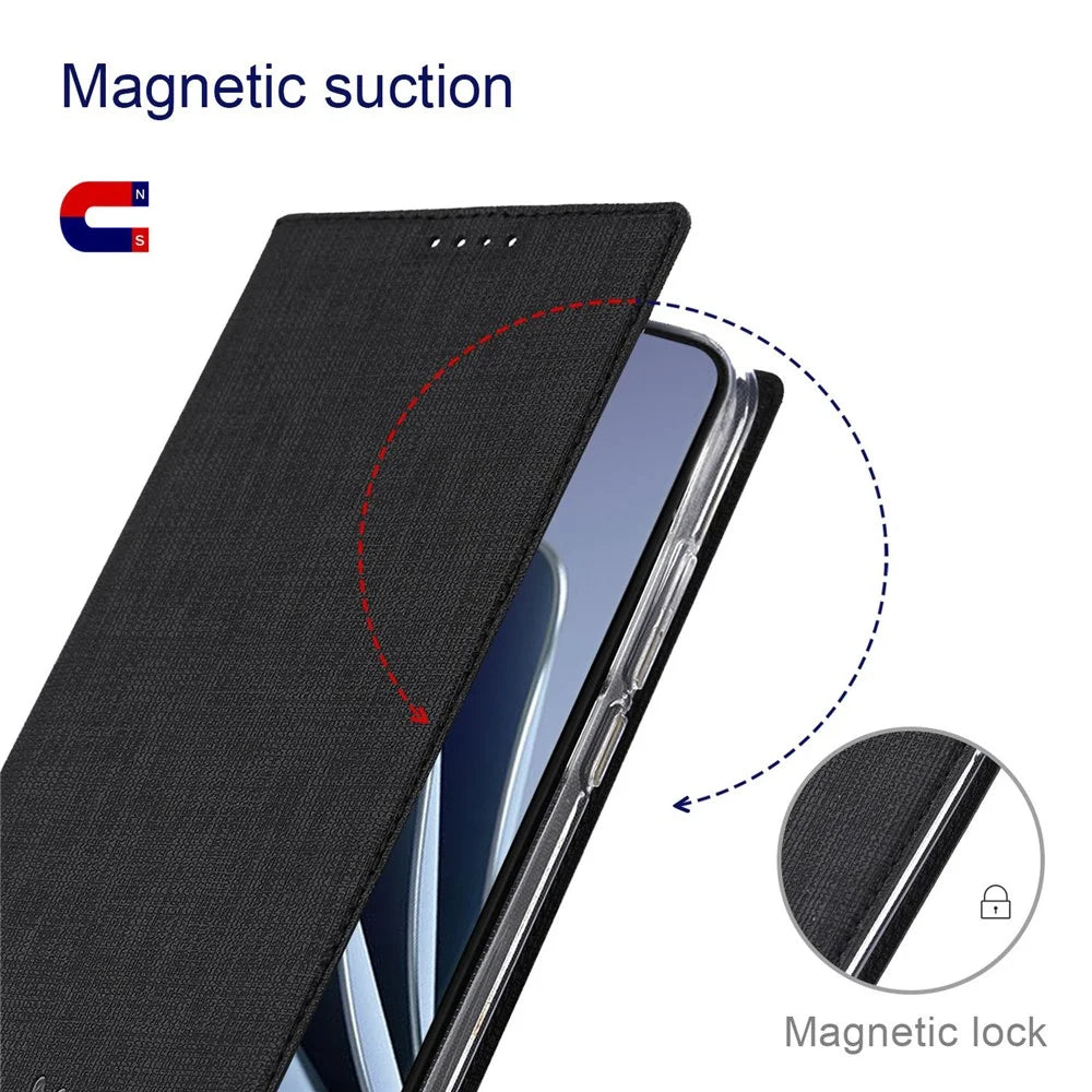 VILI DMX Series for OnePlus 10 Pro 5G, Auto-Absorbed Leather Phone Case with Stand Card Slot - Black - 4