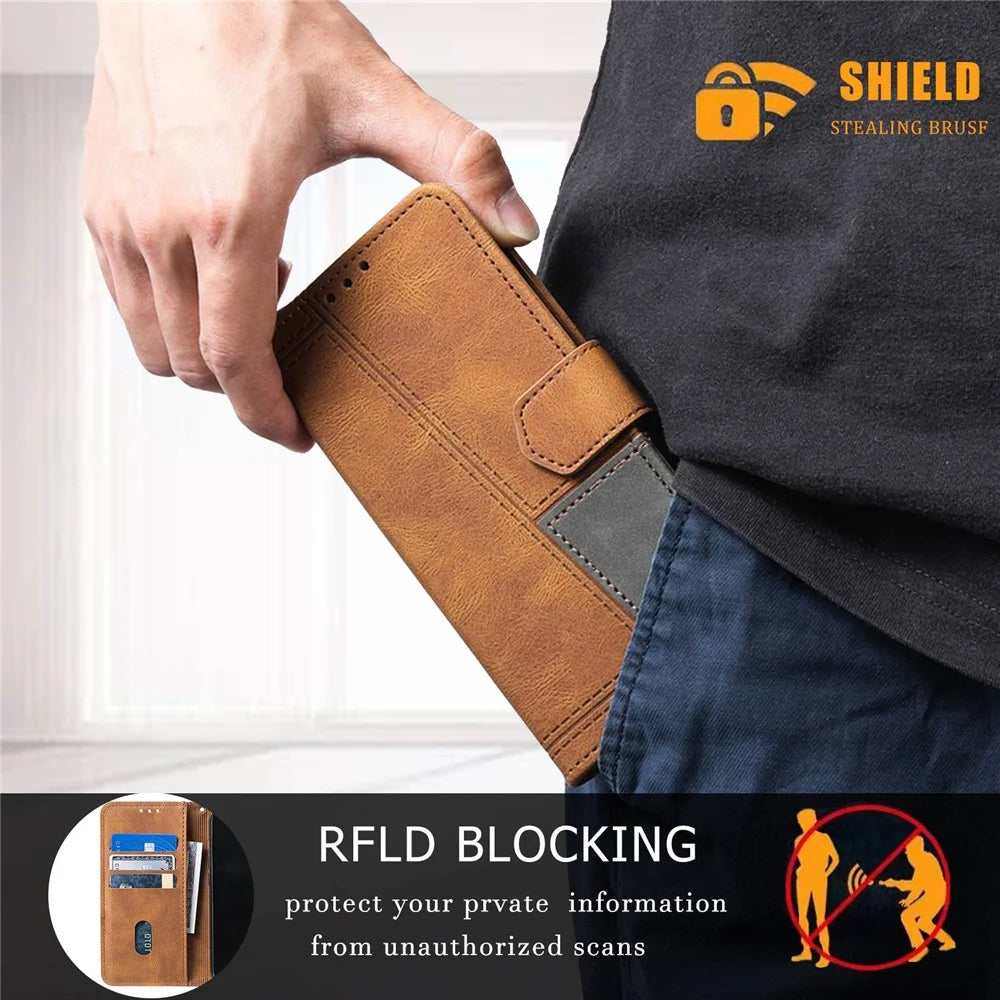 TTUDRCH 004 for OnePlus 8 Pro Splicing Design Skin-touch Feeling Phone Wallet Stand Case RFID Blocking PU Leather Protective Cover - Brown - 7
