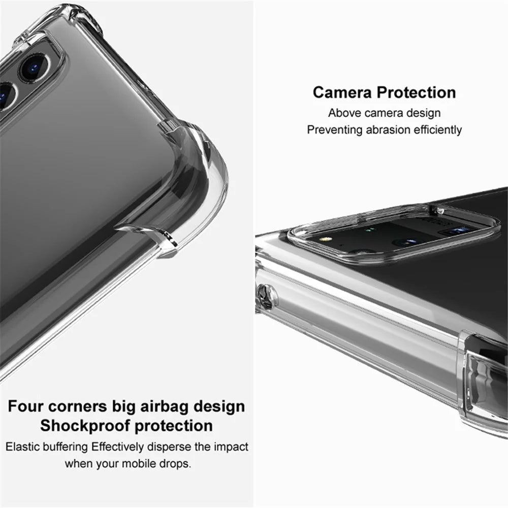 IMAK for OnePlus Ace 5G/10R 5G Airbag Design Wear-resistant Case Soft TPU Anti-drop Camera Protective Cover with Screen Protector - Transparent Black - 6
