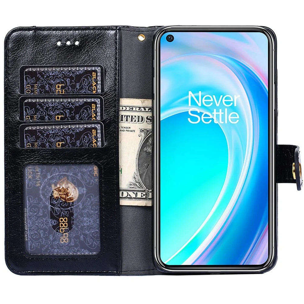 Zipper Pocket Phone Case for OnePlus Nord CE 2 Lite 5G, PU Leather Foldable Stand Cell Phone Cover with Wallet - Black - 2