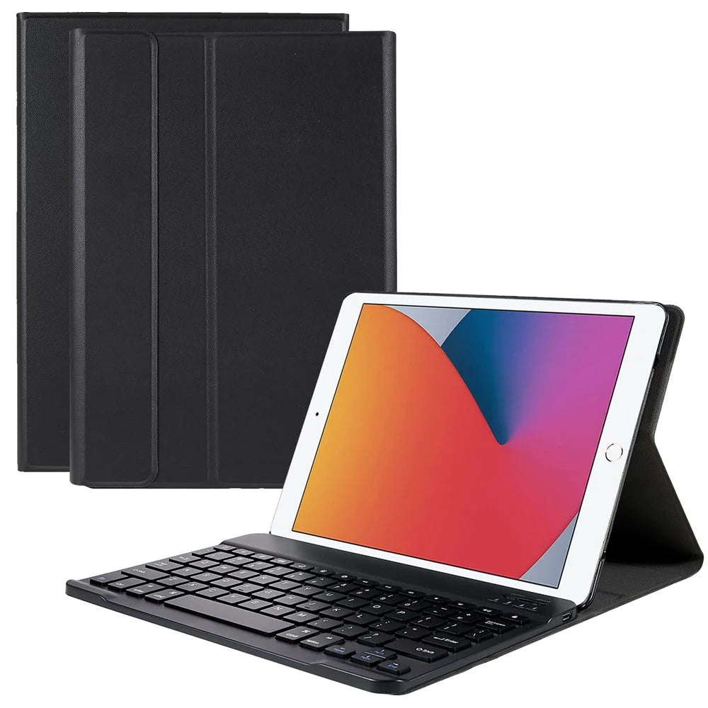 Universal 9.7-inch Bluetooth-compatible Keyboard Leather Case for iPad 9.7 (2017) / Pro 9.7 / iPad Air 2 / Air - Black - 1