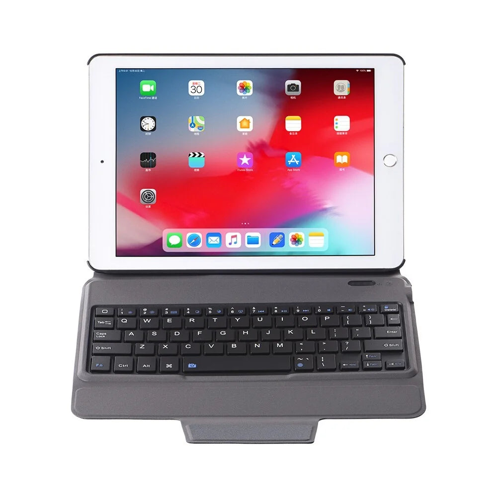 2 in 1 Bluetooth-compatible Keyboard with Stand Leather Tablet Shell for iPad 9.7 -inch (2018) (2017)/Air 2/Air (2013) - Black - 4