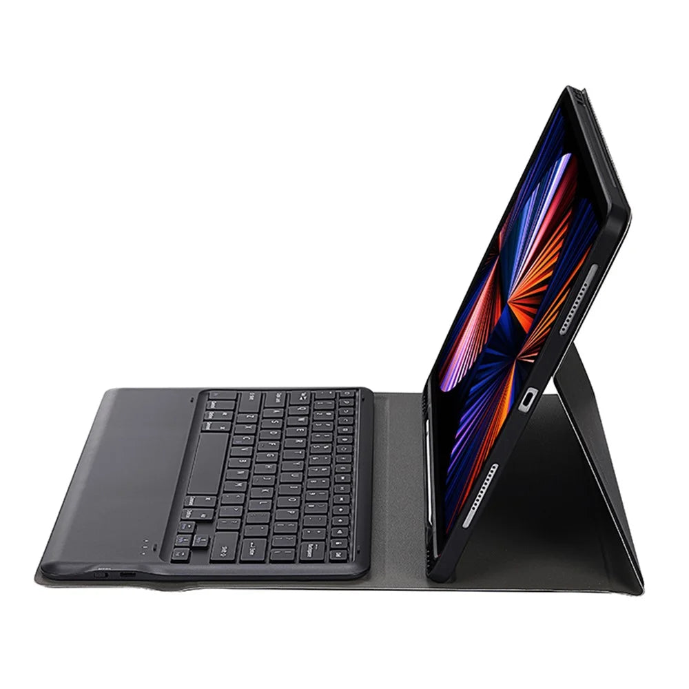 A12B Wireless Bluetooth-compatible Keyboard with Leather Stand Case for iPad Air 13 (2026) / (2025) / (2024) / Pro 12.9 (2022) / (2021) / (2020) / (2018) - Black - 4