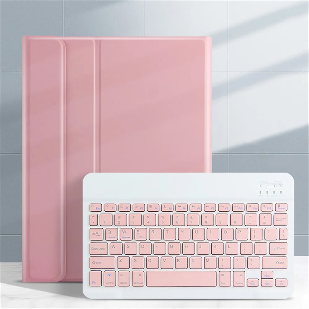 Wireless Bluetooth-compatible Keyboard 2-in-1 Leather Shell with Pen Slot For iPad Pro 10.5-inch (2017) / Air 10.5 inch (2019) - Pink - 1