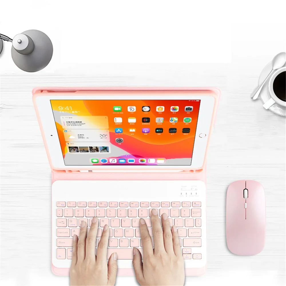 Wireless Bluetooth-compatible Keyboard 2-in-1 Leather Shell with Pen Slot For iPad Pro 10.5-inch (2017) / Air 10.5 inch (2019) - Pink - 4
