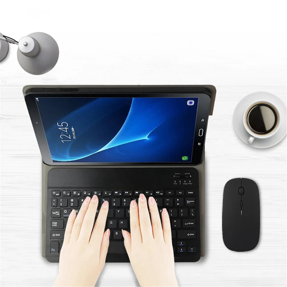 Wireless Bluetooth-compatible Keyboard + Leather Shell For Samsung Galaxy Tab A 10.1 (2016) - Black - 3