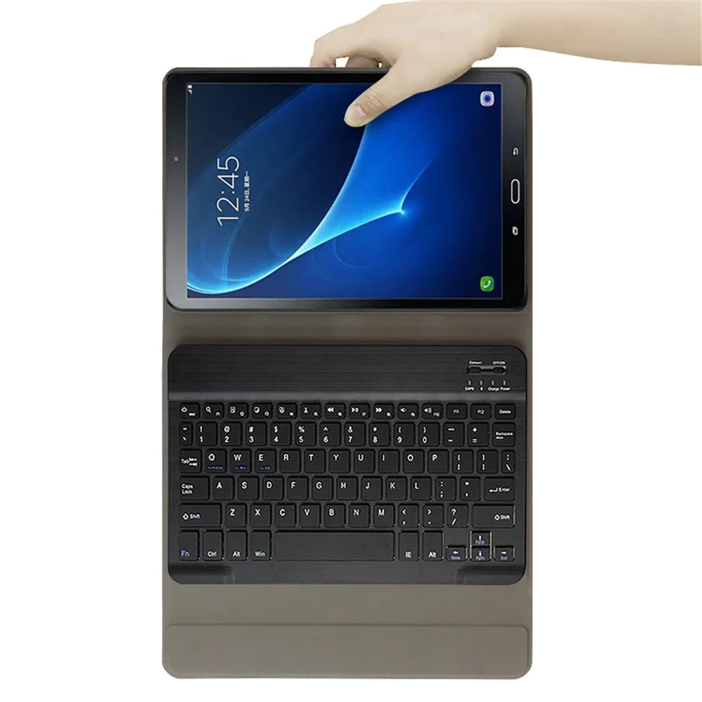 Wireless Bluetooth-compatible Keyboard + Leather Shell For Samsung Galaxy Tab A 10.1 (2016) - Black - 5