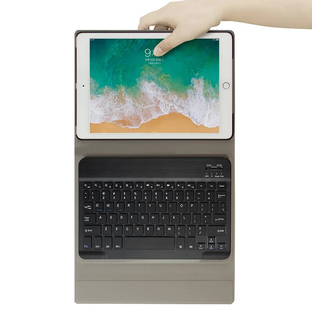 For iPad 10.2 (2021) / (2020) / (2019) Leather Stand Tablet Case with Detachable Magnetic Wireless Keyboard (Without Touchpad) - Black - 4