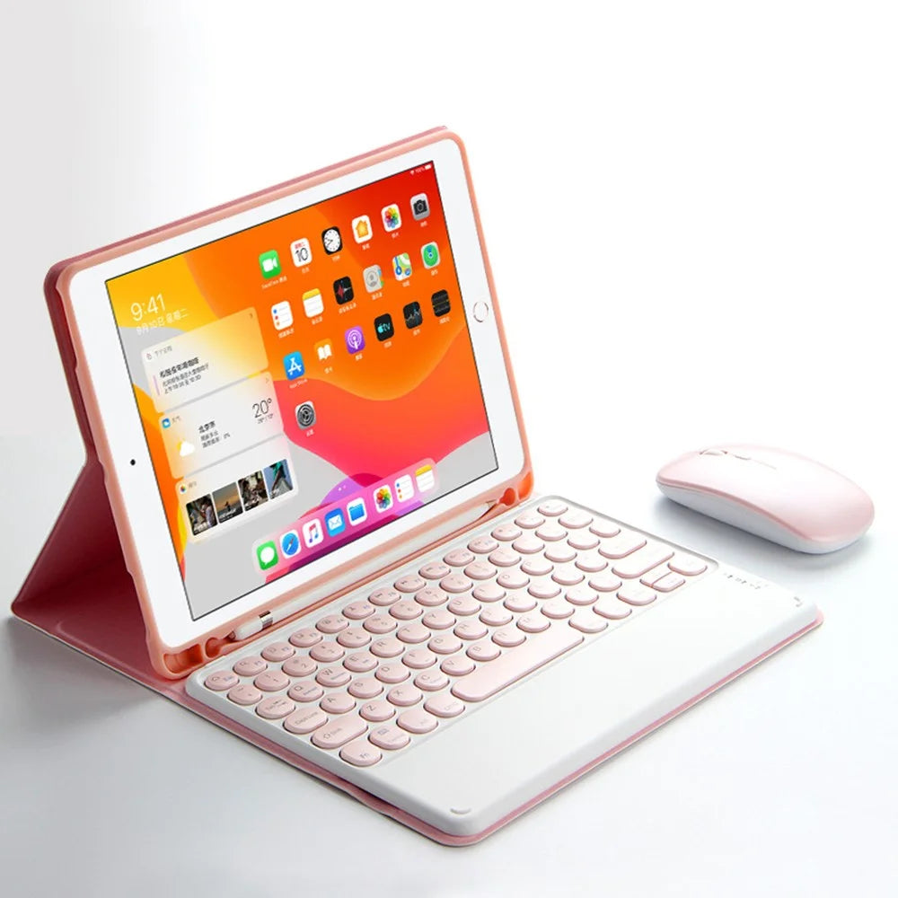 For iPad Pro 10.5-inch (2017) / Air 10.5 inch (2019) Wireless Bluetooth-compatible Keyboard + Candy Color Leather Case - Pink - 4