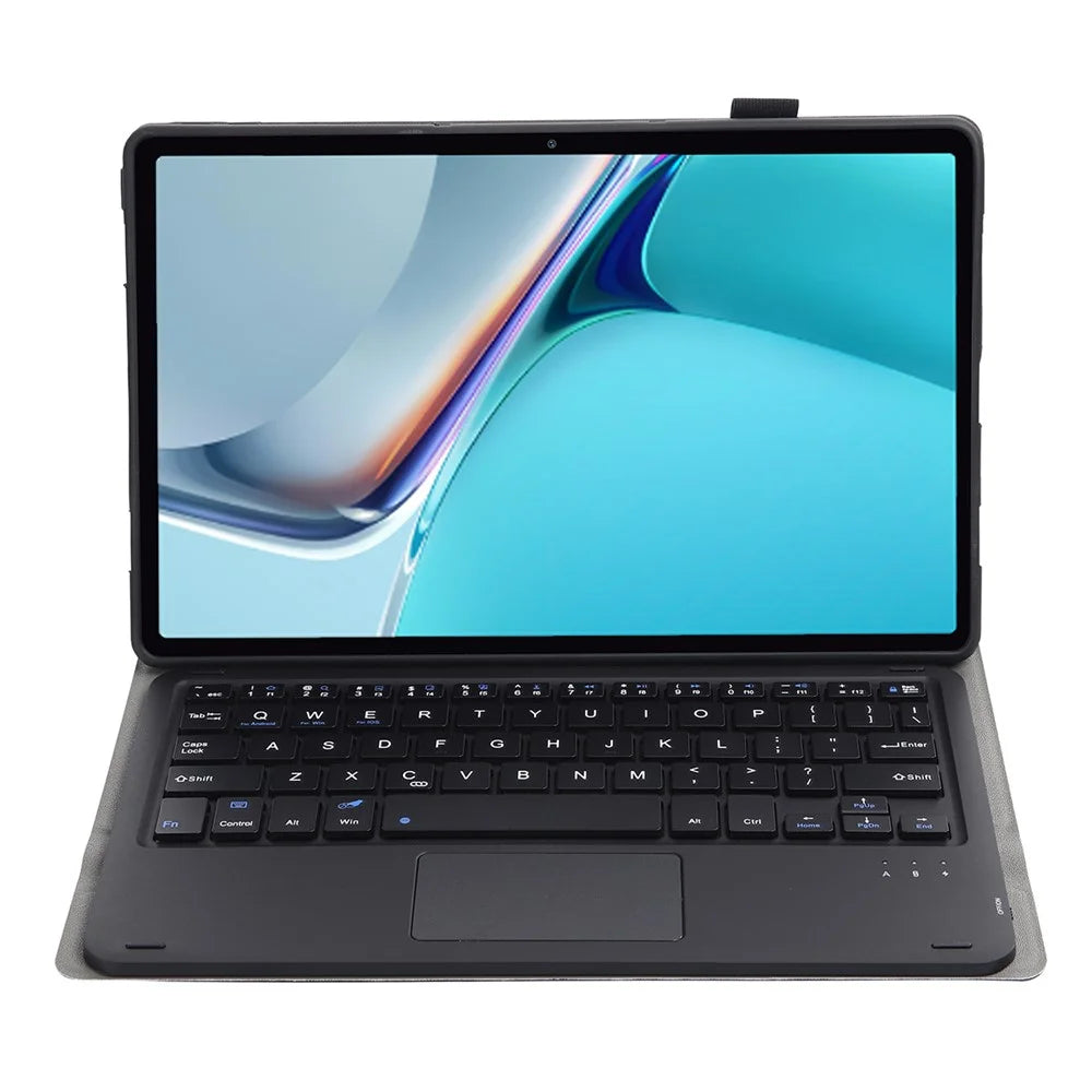 AW11-A Super Slim Wireless Bluetooth-compatible Keyboard TPU Inner + Leather Protective Case with Touch Mouse for Huawei MatePad 11 (2021) (DBY-W09) - Black - 2