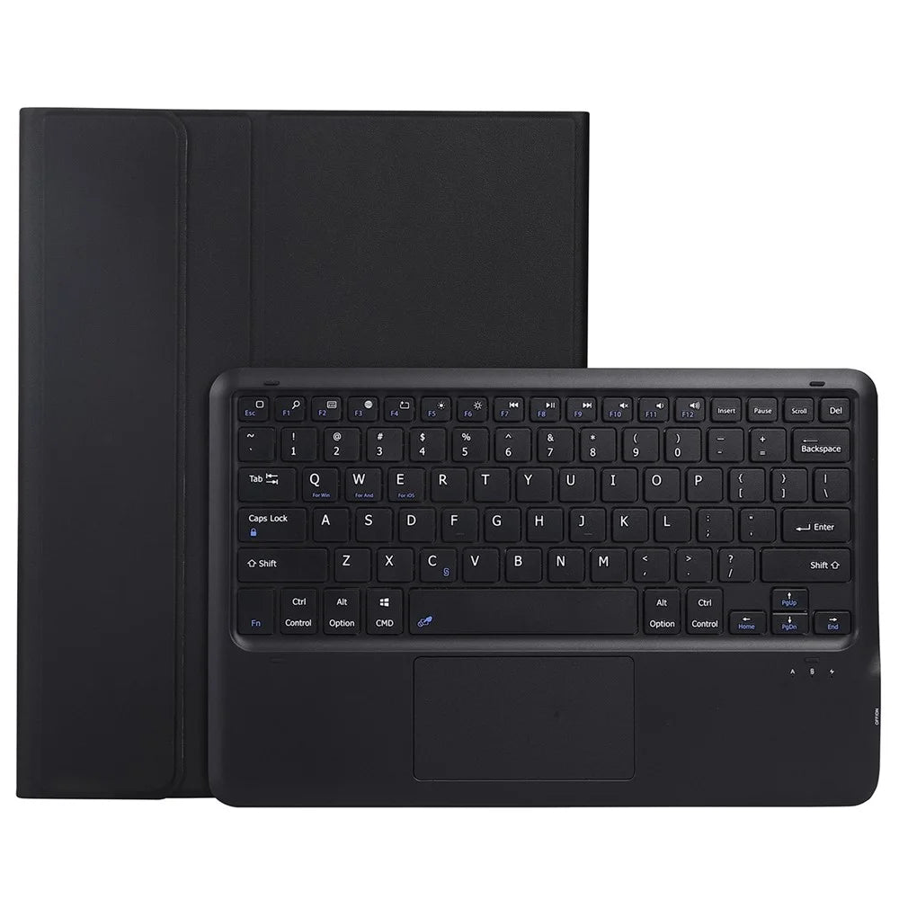 A12B-A Ultra-Thin Bluetooth-compatible Keyboard with Touch Mouse Leather Case Magnetic Closure for iPad Pro 12.9 (2021) / (2020) / (2018) - Black - 1