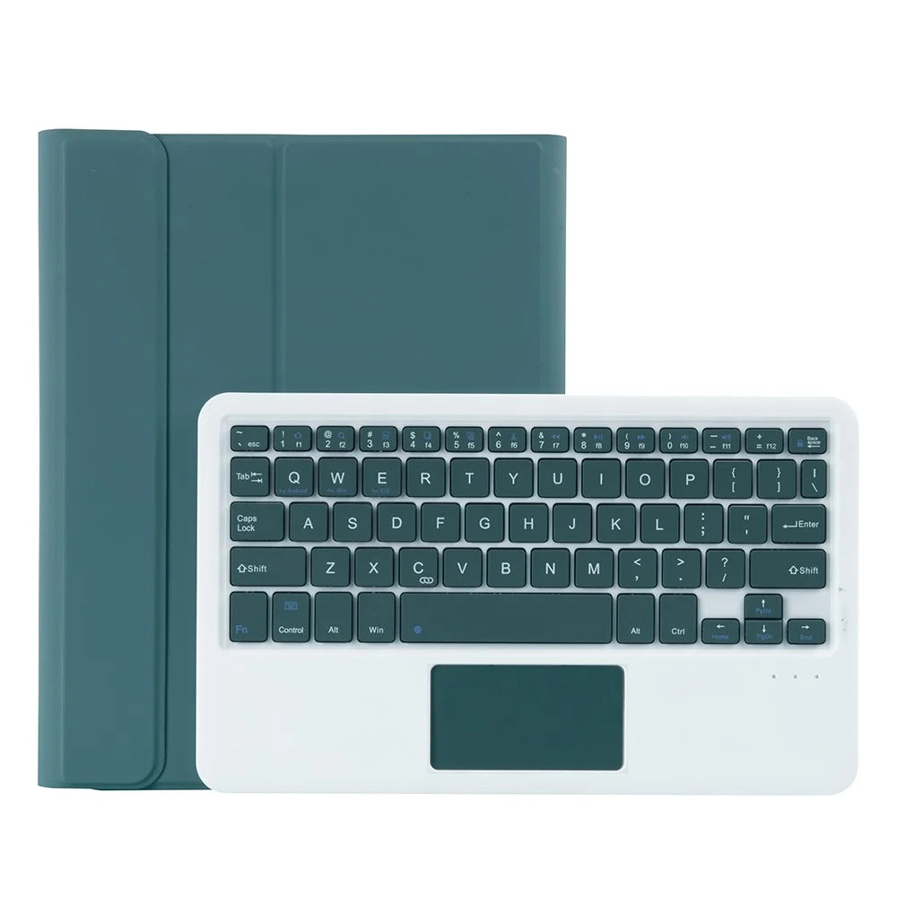Bluetooth-compatible Keyboard Leather Case with Touchpad For Lenovo Pad Plus J607F / Tab P11 J606F / Tab P11 5G AM12A - Blackish Green - 1